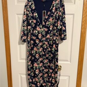 Lovedrobe Navy Floral Long Sleeve Dress